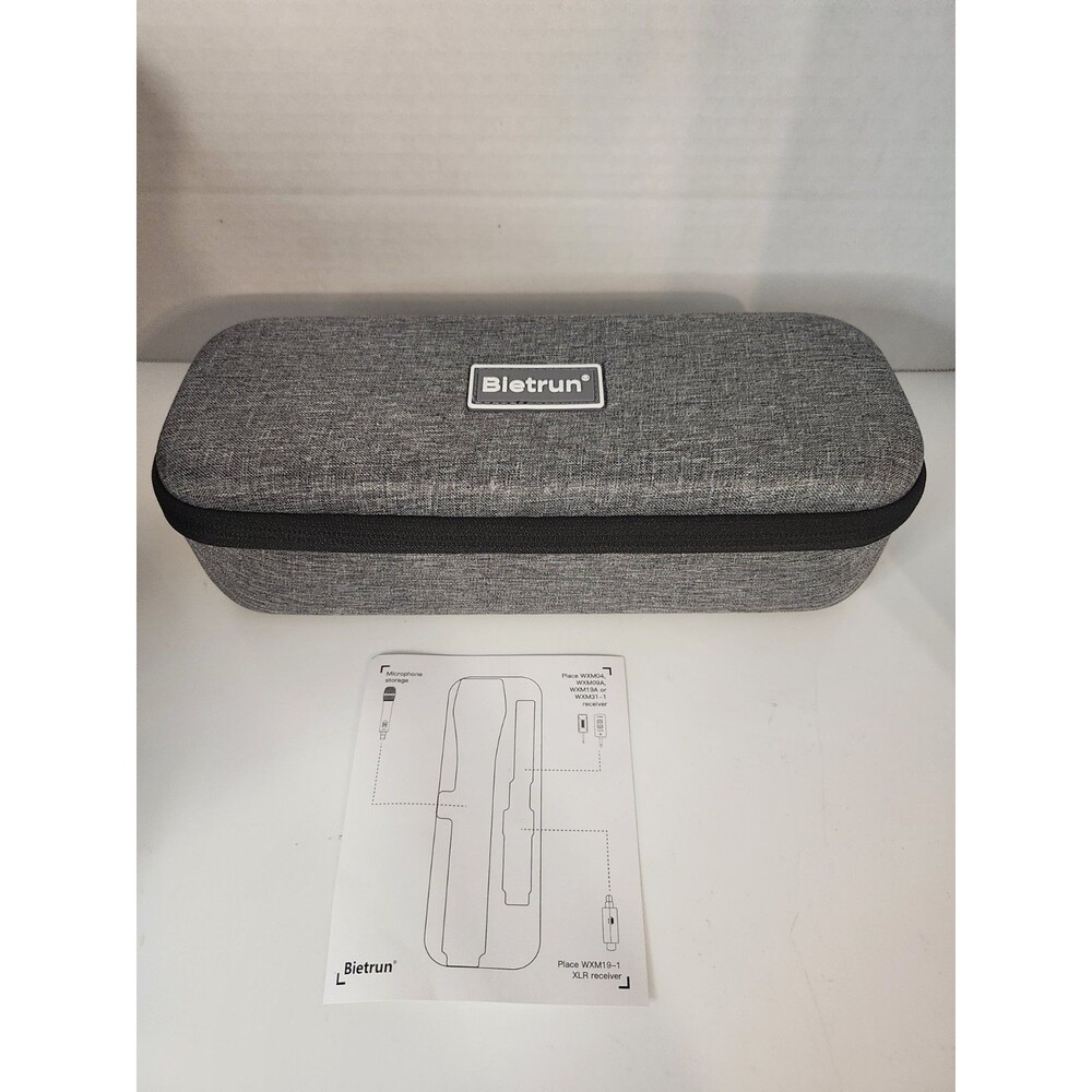 Bietrun Single Wireless Microphone Hard Shell Case, Gray, New
